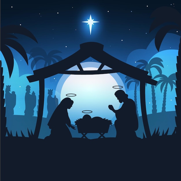 Creative silhouette nativity scene