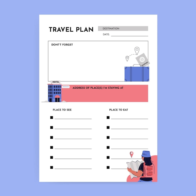 Free vector creative simple travel planner