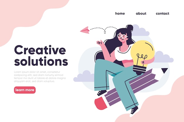 Free vector creative solutions landing page template