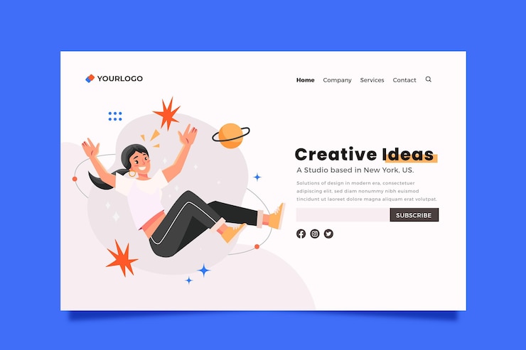 Free Vector creative solutions landing page template