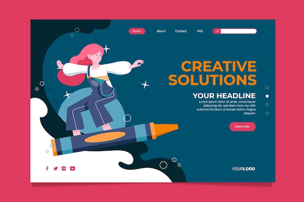 Free vector creative solutions landing page