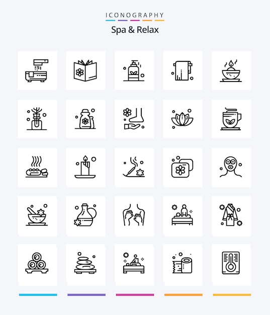 Бесплатное векторное изображение creative spa and relax 25 набор значков outline, таких как спа-масло красоты