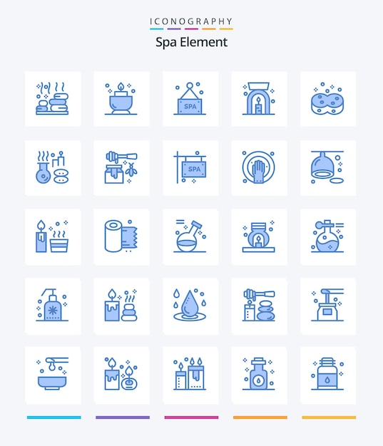 Free vector creative spa element 25 blue icon pack such as beauty sponges spa hygienic spa