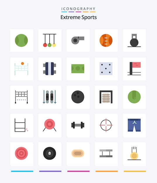 Creative sport 25 flat icon pack, такой как волейбольный мяч, свисток, тренажерный зал