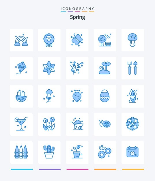 Creative Spring 25 Blue icon pack Such As mushroom spring butterfly park bench