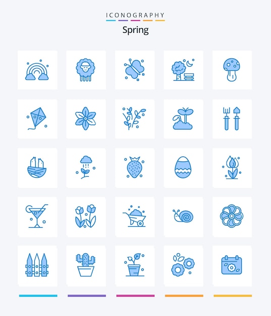 Creative Spring 25 Blue icon pack Such As mushroom spring butterfly park bench