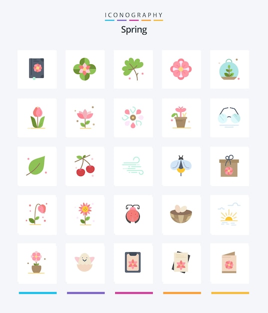 Creative spring 25 flat icon pack such as flower nature growing flower flora