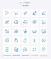 Free vector creative sucess 25 blue icon pack such as start up man career global business