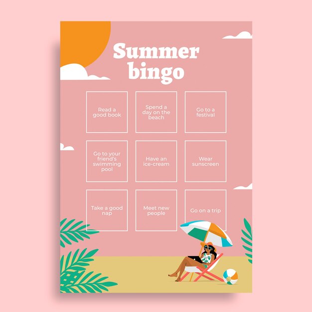 Creative summer bingo worksheet