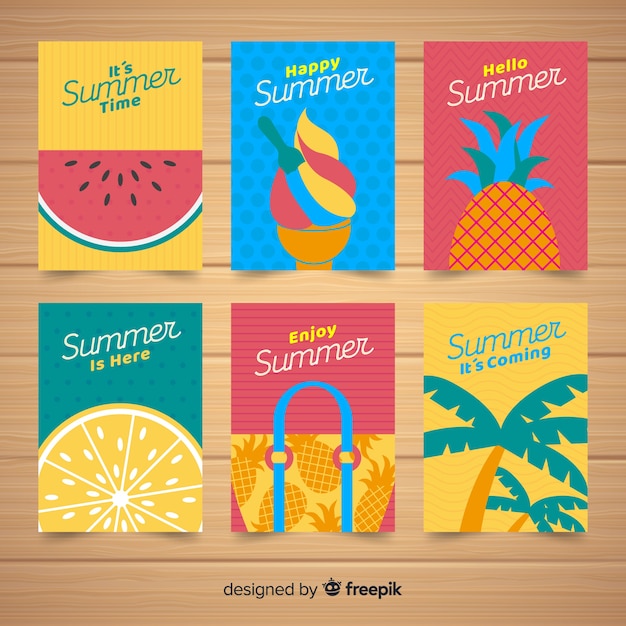 Free vector creative summer cards