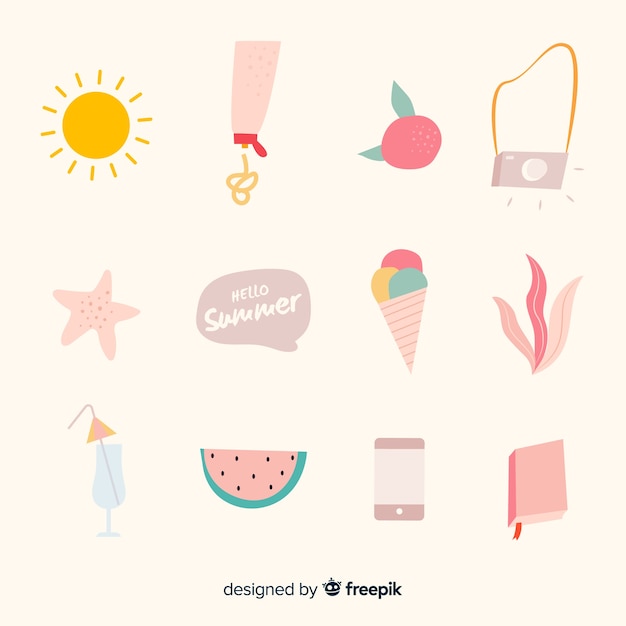 Free vector creative summer element collection
