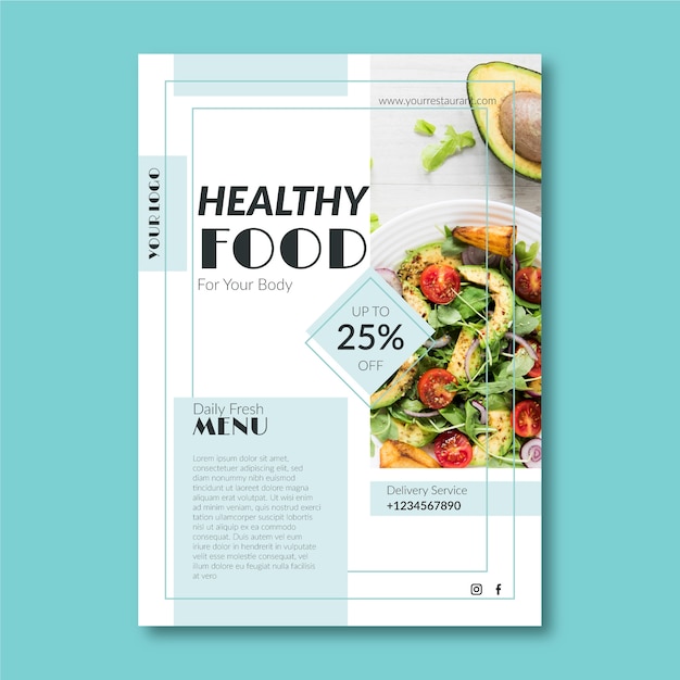 Creative template for healthy food restaurant poster