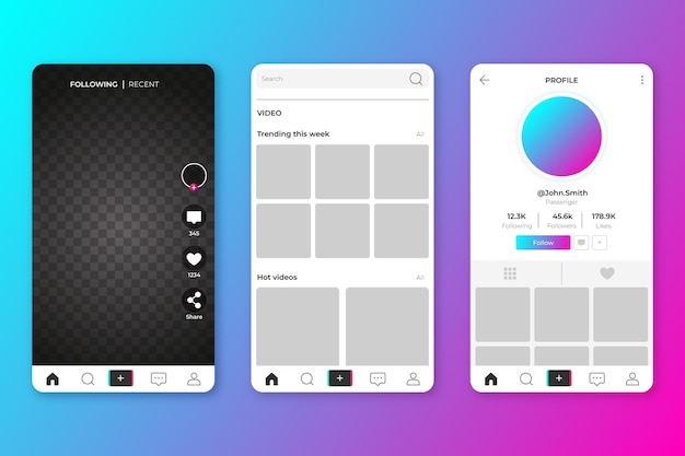 Vettore gratuito interfacce per app creative tiktok