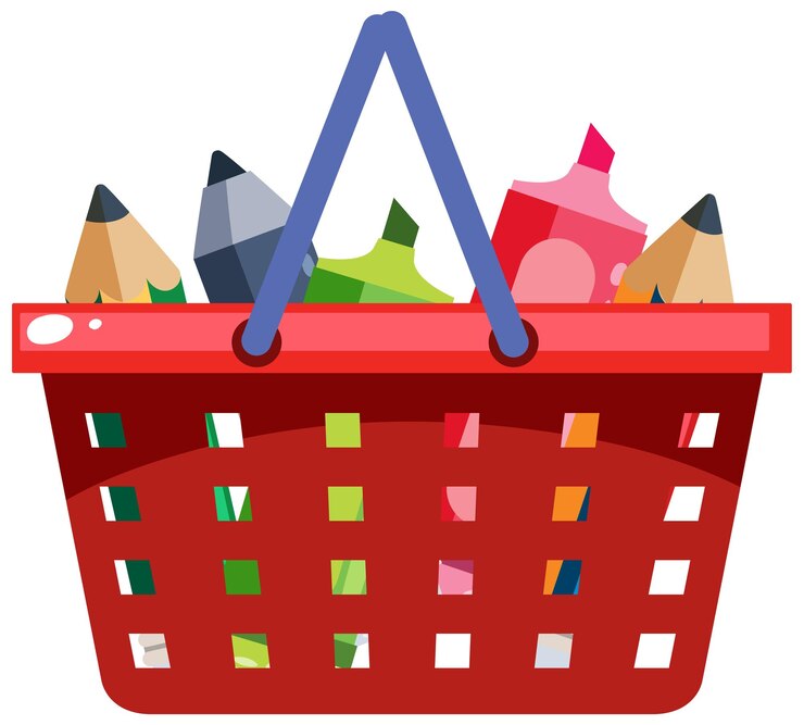 मुफ़्त वेक्टर creative tools in a shopping basket