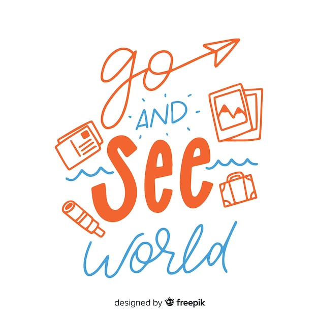 Free vector creative travel lettering with quote