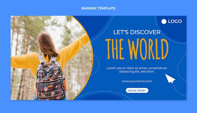 Vettore gratuito banner da viaggio creativo con foto