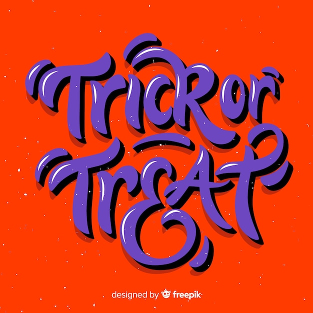 Vettore gratuito trucco creativo o scherzetto lettering di halloween