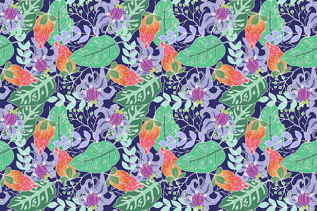 크리 에이 티브 열 대 꽃 패턴