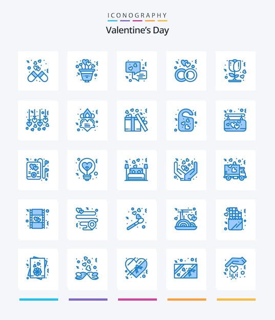 Creative valentines day 25 blue icon pack such as rose wedding romance ring engagement