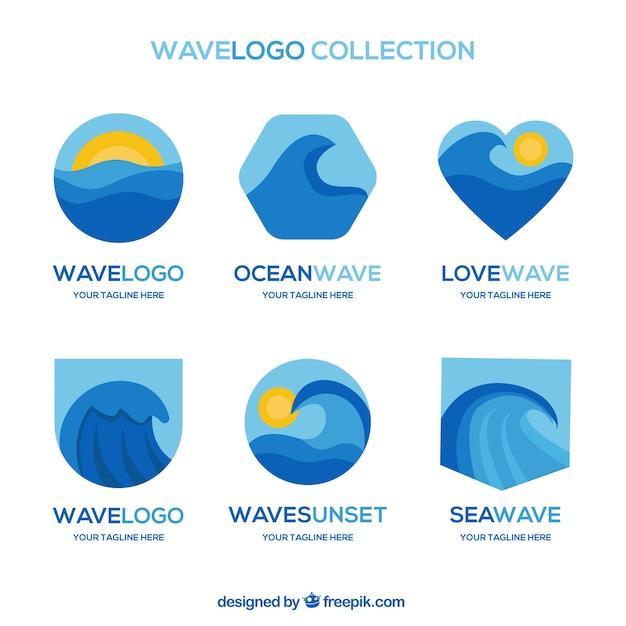 Free vector creative wave logos collection