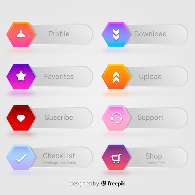 Free vector creative web buttons in gradient style