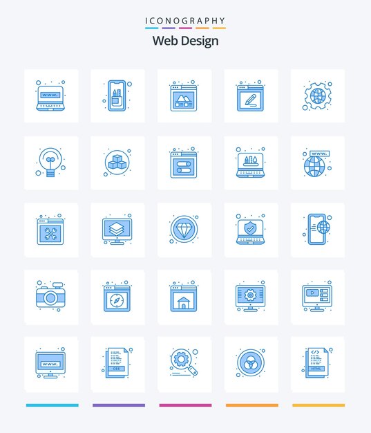 Creative Web Design 25 Blue icon pack Such As cog tools edit tools edit layout
