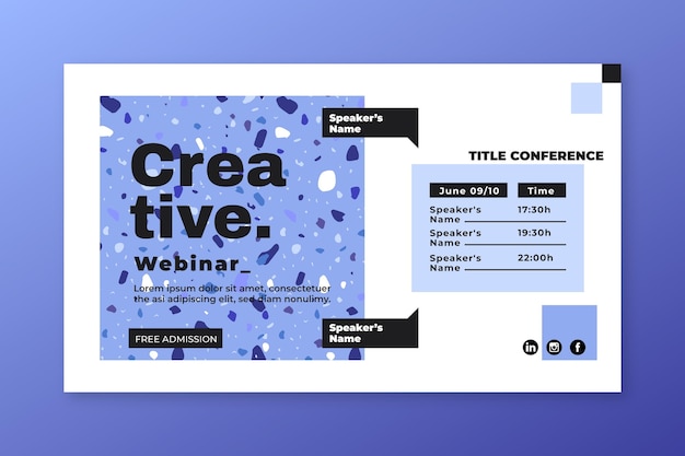 Vettore gratuito invito banner webinar creativo