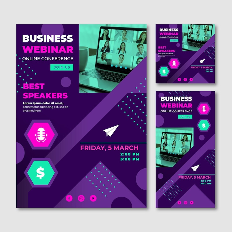 Free Vector creative webinar flyers template