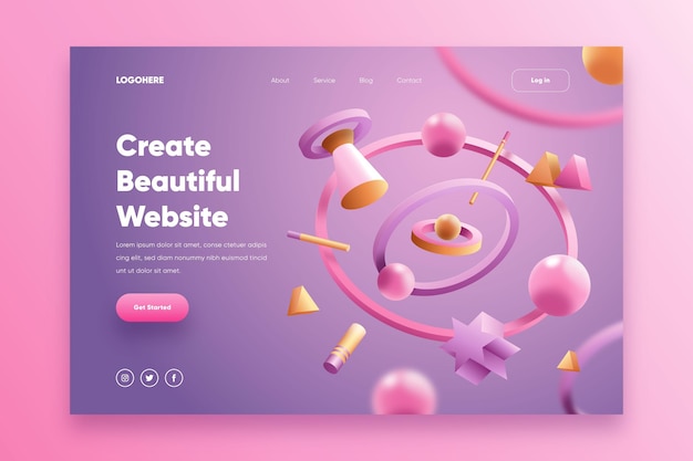 Free vector creative website landing page