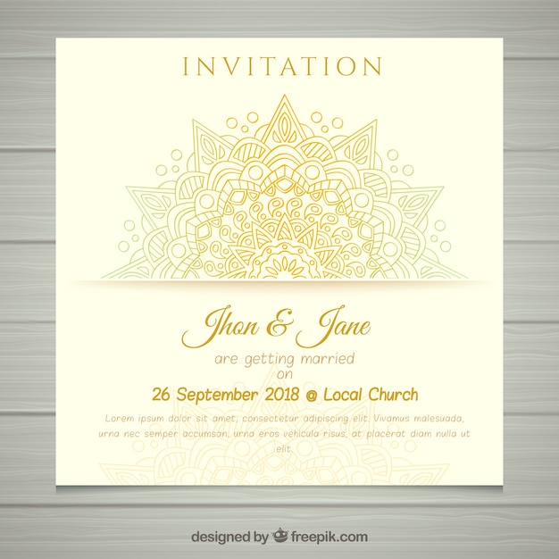 Creative wedding invitation template in mandala style