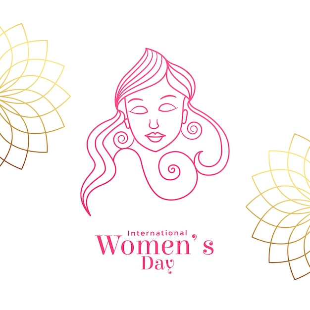 creative womens day background with female in line style