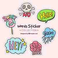 Free vector creative word sticker collection