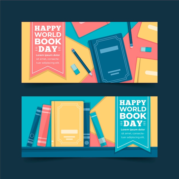 Free vector creative world book day banners