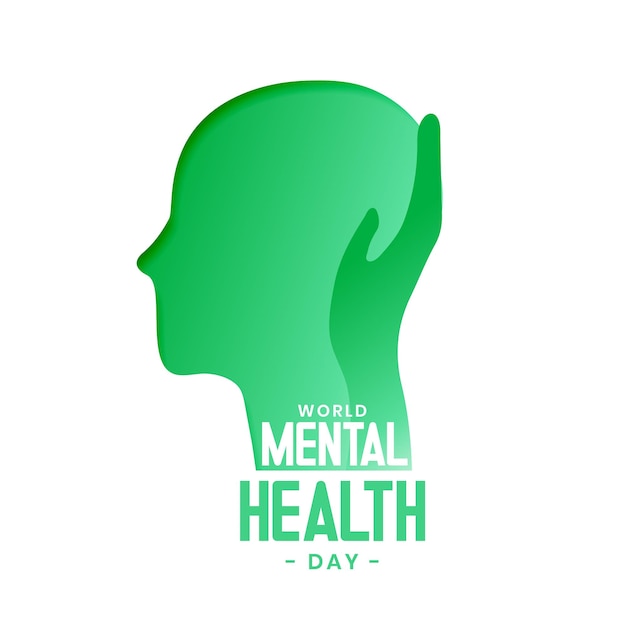 Free vector creative world mental heath day concept poster in papercut style vector