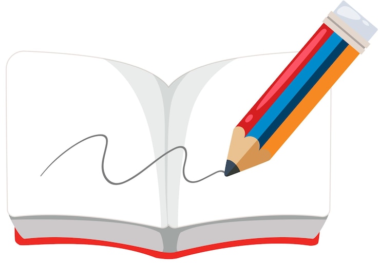 Free Vector creative writing with pencil and notebook