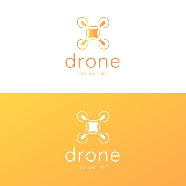 Modello di logo creativo giallo drone