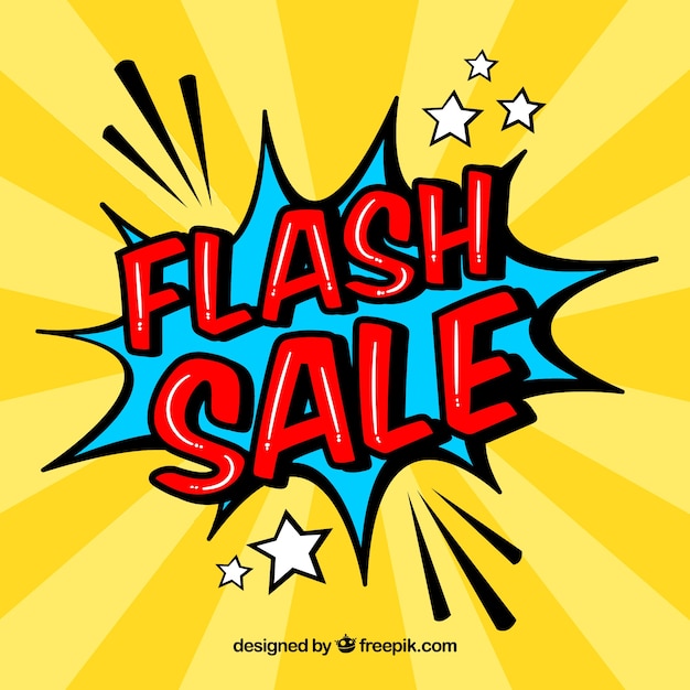 Creative yellow flash sale design in comic style