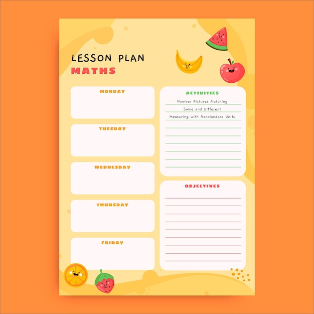 Creative yellow maths pre-k lesson plan