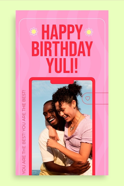 Free vector creative yuli's birthday instagram story