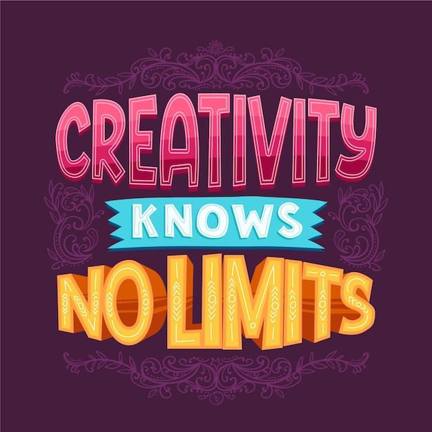 Free vector creativity no limits famous design lettering