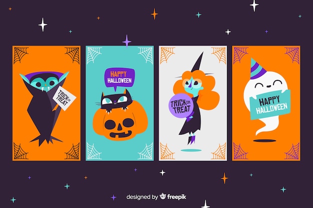 Free vector creatures of the night halloween collection