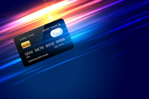 Free vector credit card background with speed lines streak