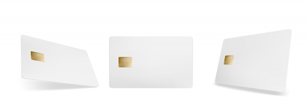 Credit card mockup, isolated blank template with chip