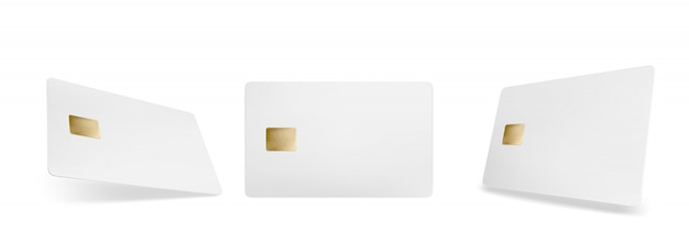 Макет кредитной карты, изолированный пустой шаблон с чипом
