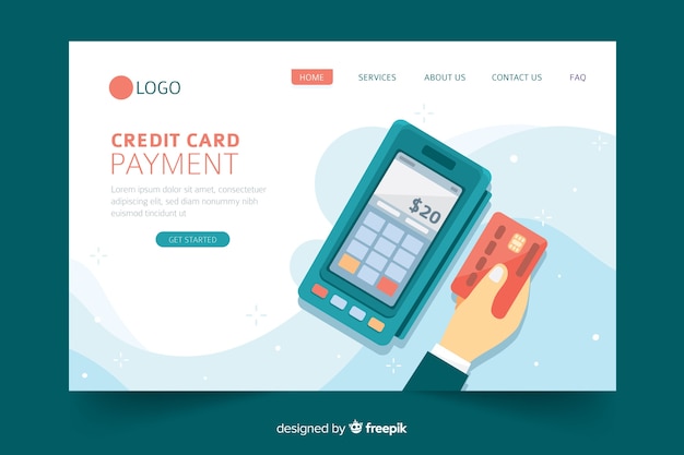 Free vector credit card payment concept for landing page