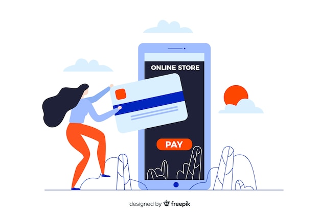 Free vector credit card payment concept for landing page