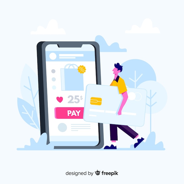 Free vector credit card payment concept for landing page