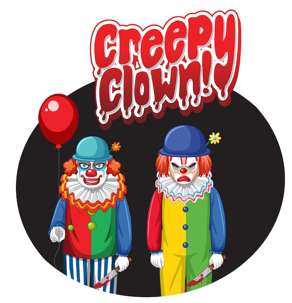 Бесплатное векторное изображение Значок creepy clown с двумя жуткими клоунами