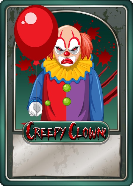 Creepy clown character game card template