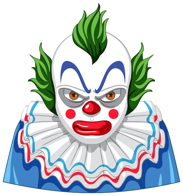 Creepy clown face on white background